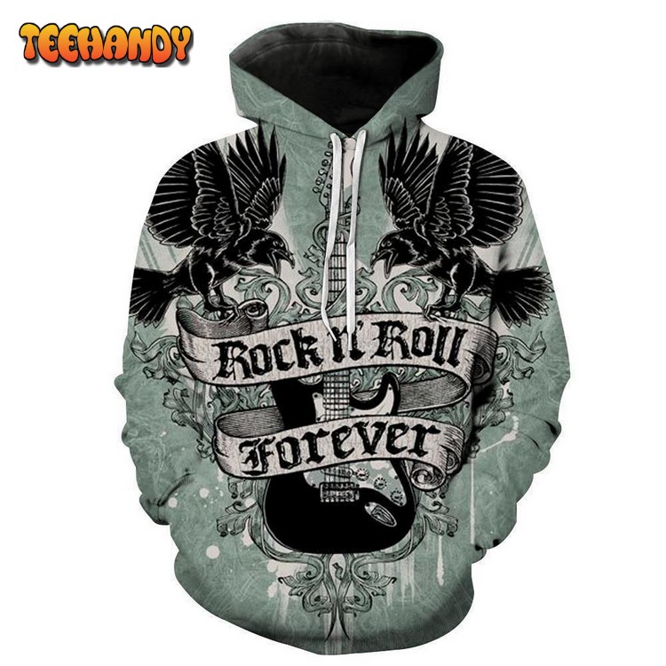 Rock N Roll 3D Printed Hoodie Zipper Hoodie