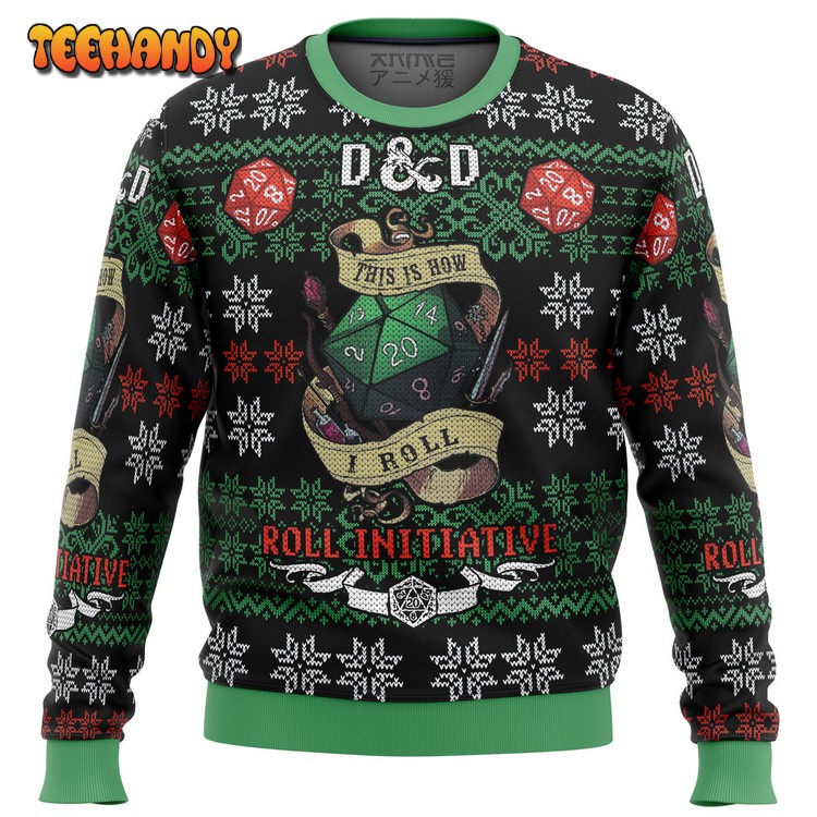 Roll Initiative Dungeons & Dragons Ugly Christmas Sweater