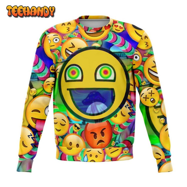 Rolling Emojis Ugly Christmas Sweater, All Over Print Sweatshirt