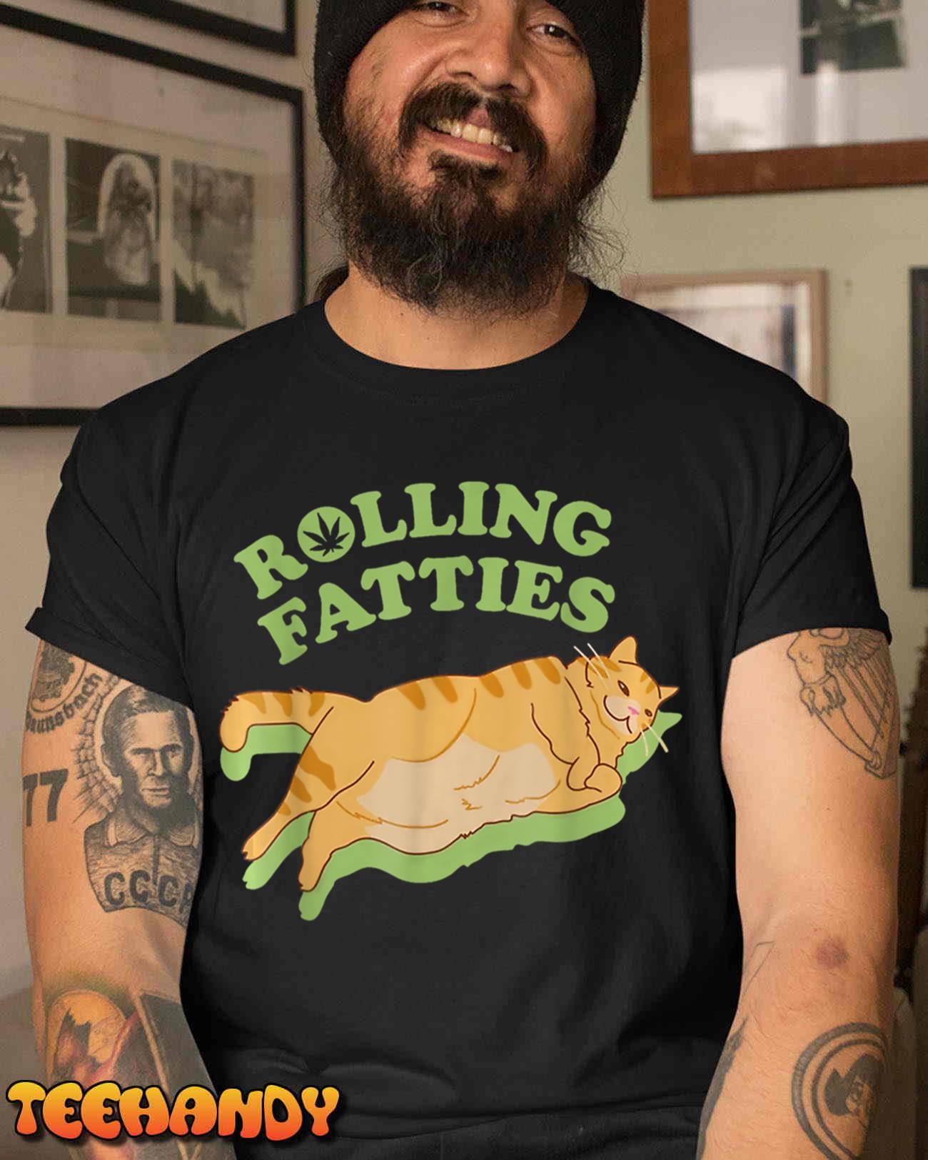 Rolling Fatties Funny Weed Cat Marijuana Pullover Hoodie