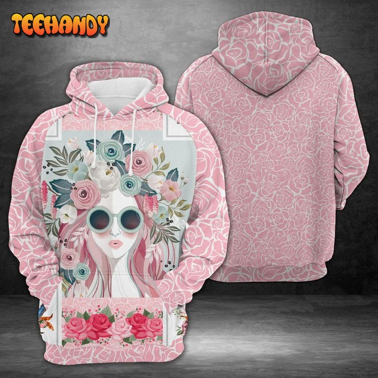 Rose Girl 3D Printed Hoodie Zipper Hoodie