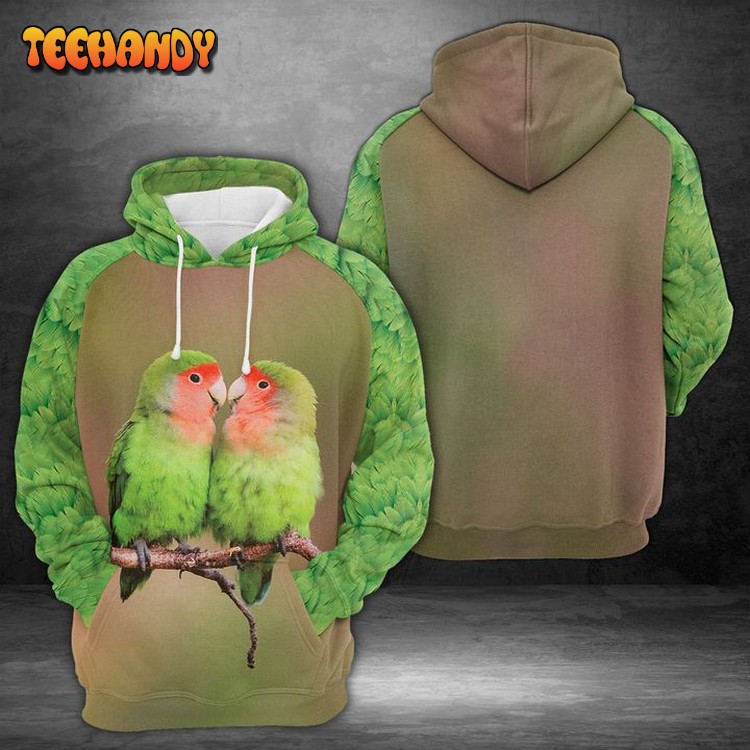 Rosy Faced Lovebirds 3D Printed Hoodie Zipper Hoodie