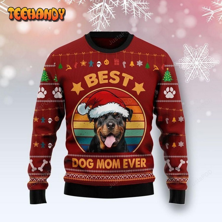 Rottweiler Best Dog Mom Ever Ugly Christmas Sweater