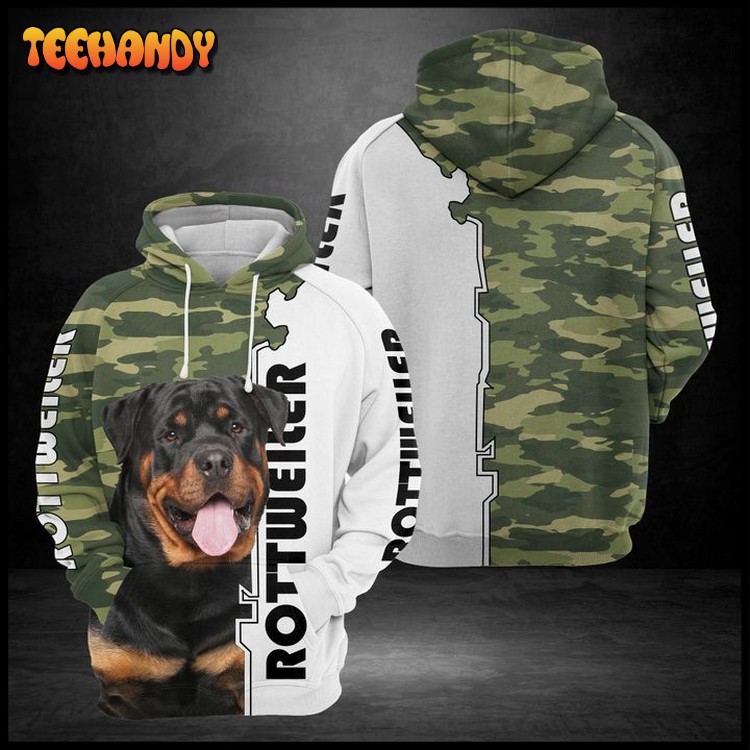 Rottweiler Camo Pattern 3D Printed Hoodie Zipper Hoodie