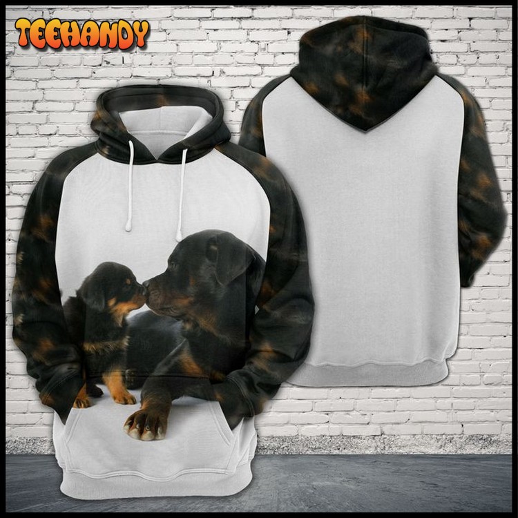 Rottweiler Family 3D Printed Hoodie Zipper Hoodie