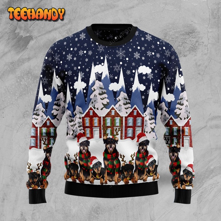 Rottweiler Family Ugly Christmas Sweater, All Over Print Sweatshirt