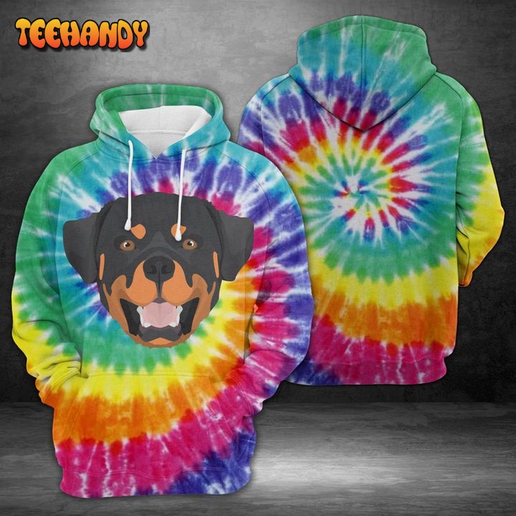 Rottweiler Tie Dye 3D Printed Hoodie Zipper Hoodie