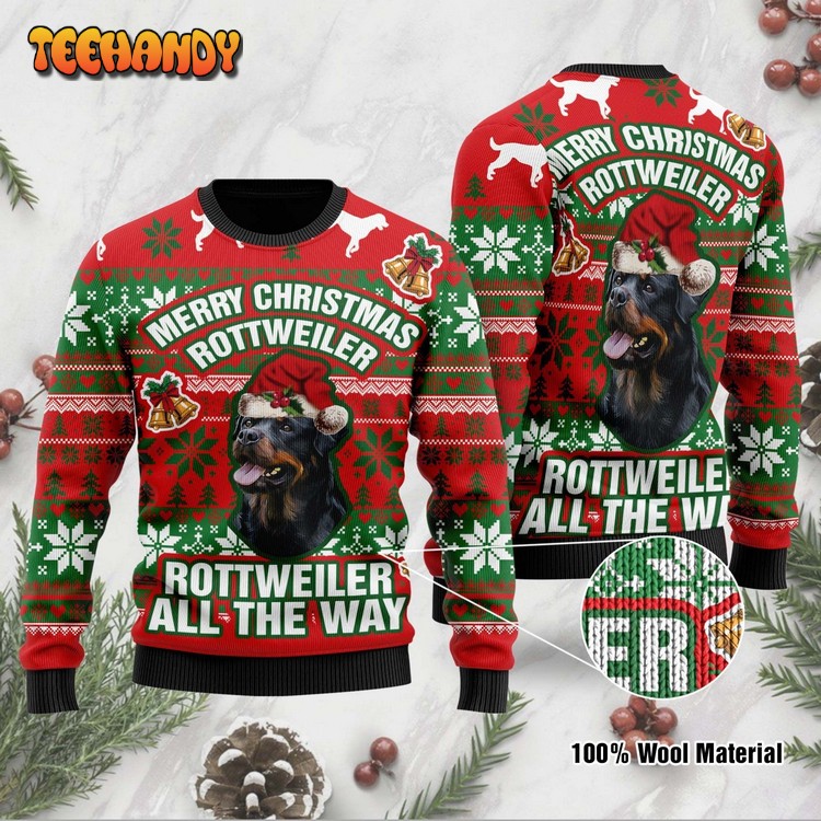 Rottweiler Xmas Ugly Christmas Sweater, Ugly Sweater