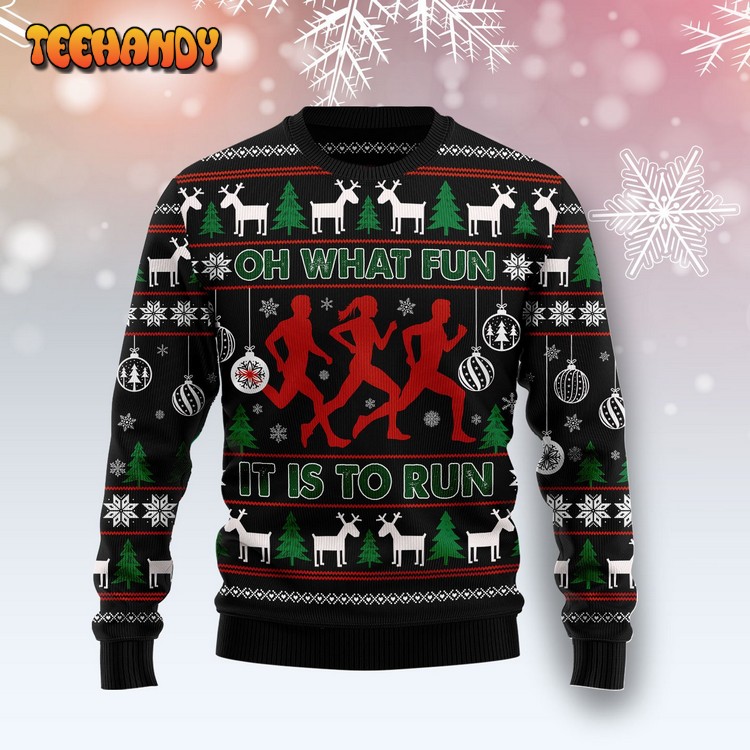 Running Oh What Fun TY1910 Ugly Christmas Sweater