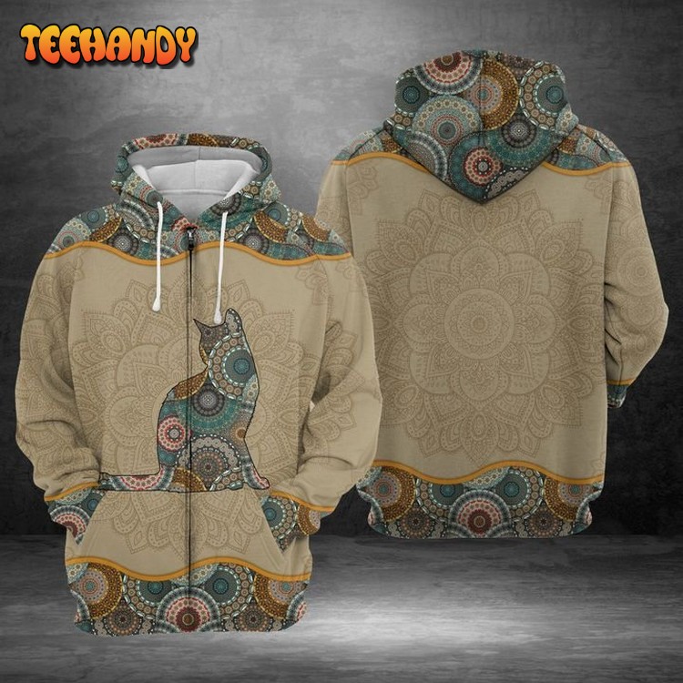 Russian Blue Mandala 3D Printed Hoodie Zipper Hoodie