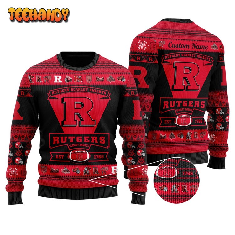 Rutgers Scarlet Knights Football Team Logo Personalized Ugly Sweater