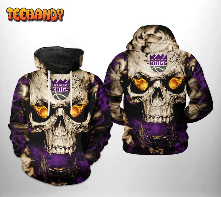 Sacramento Kings NBA Skull 3D Printed Hoodie Zipper Hoodie