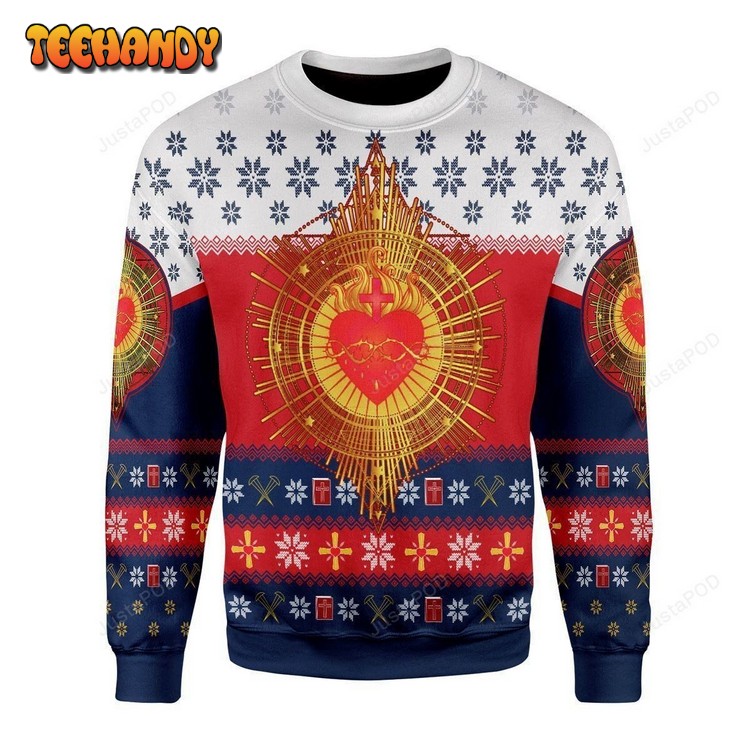 Sacred Heart Ugly Christmas Sweater, All Over Print Sweatshirt