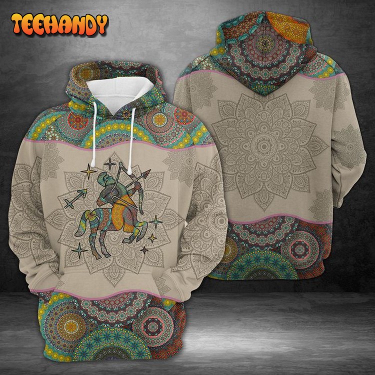 Sagittarius Horoscope Mandala 3D Printed Hoodie Zipper Hoodie