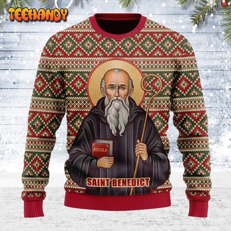 Saint Benedict Ugly Christmas Sweater, All Over Print Sweatshirt