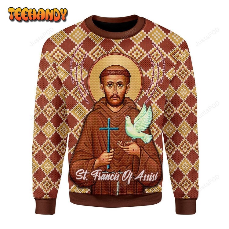 Saint Francis Of Assisi Ugly Christmas Sweater, All Over Print Sweatshirt