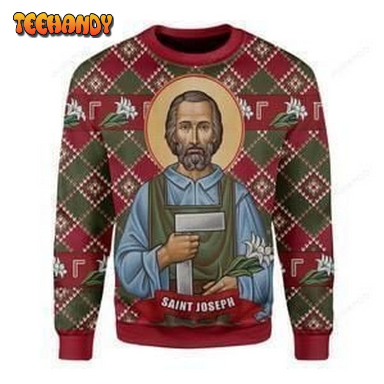 Saint Joseph Ugly Christmas Sweater, All Over Print Sweatshirt