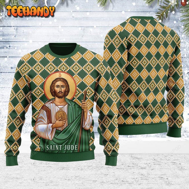 Saint Jude Ugly Christmas Sweater, All Over Print Sweatshirt