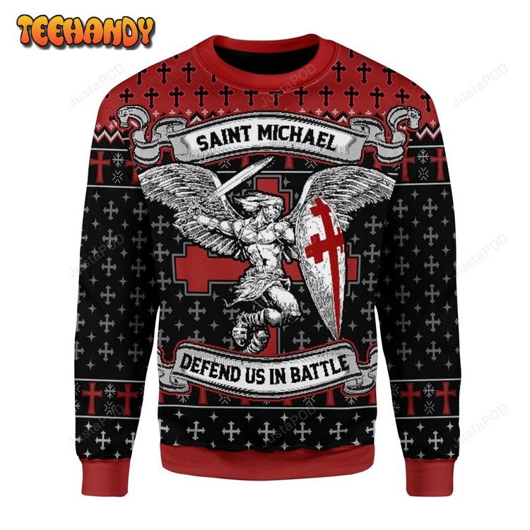 Saint Michael Ugly Christmas Sweater, All Over Print Sweatshirt