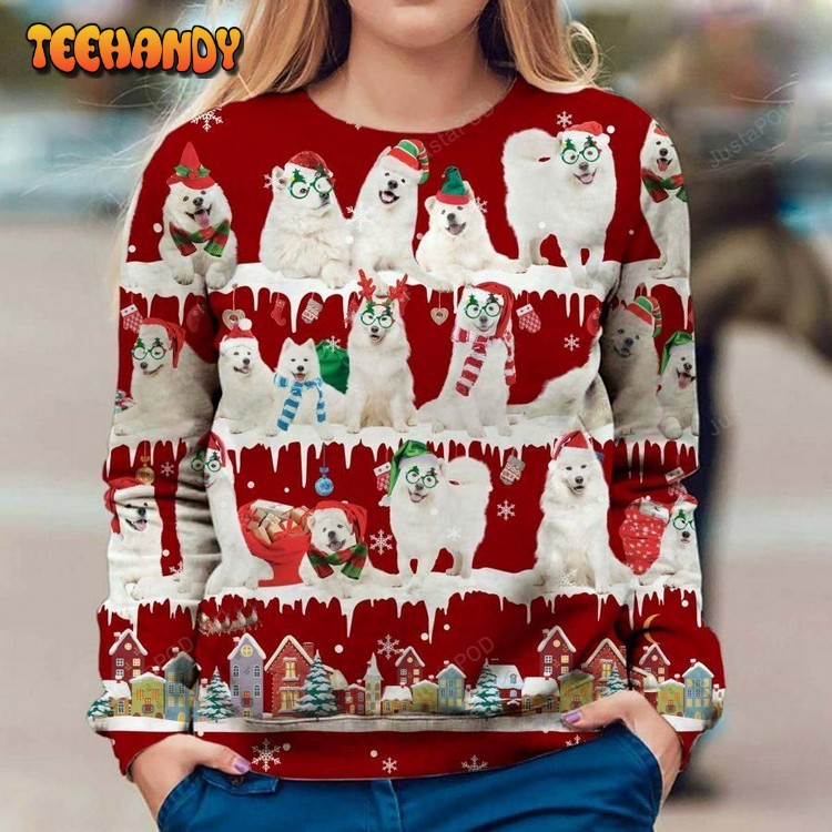 Samoyed Ugly Christmas Sweater, All Over Print Sweatshirt