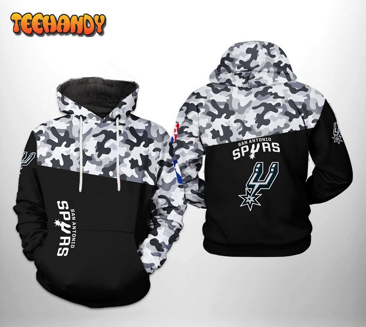 San Antonio Spurs NBA Camo Veteran Team 3D Printed Hoodie