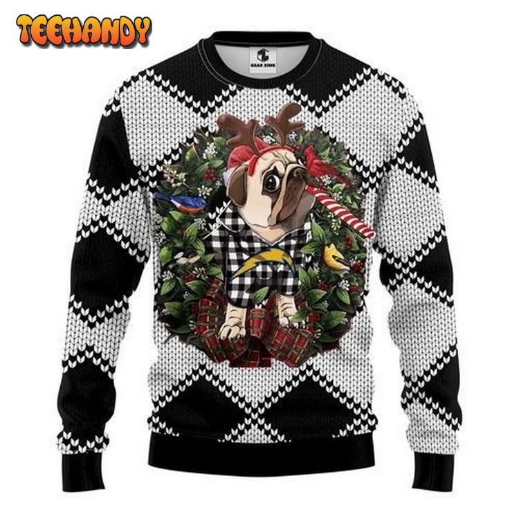 San Diego Chargers Pug Dog Christmas For Fans Ugly Sweater