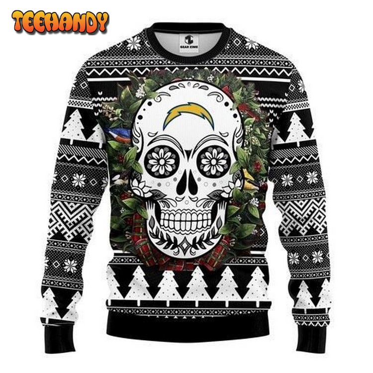 San Diego Chargers Skull Flower Ugly Christmas Sweater