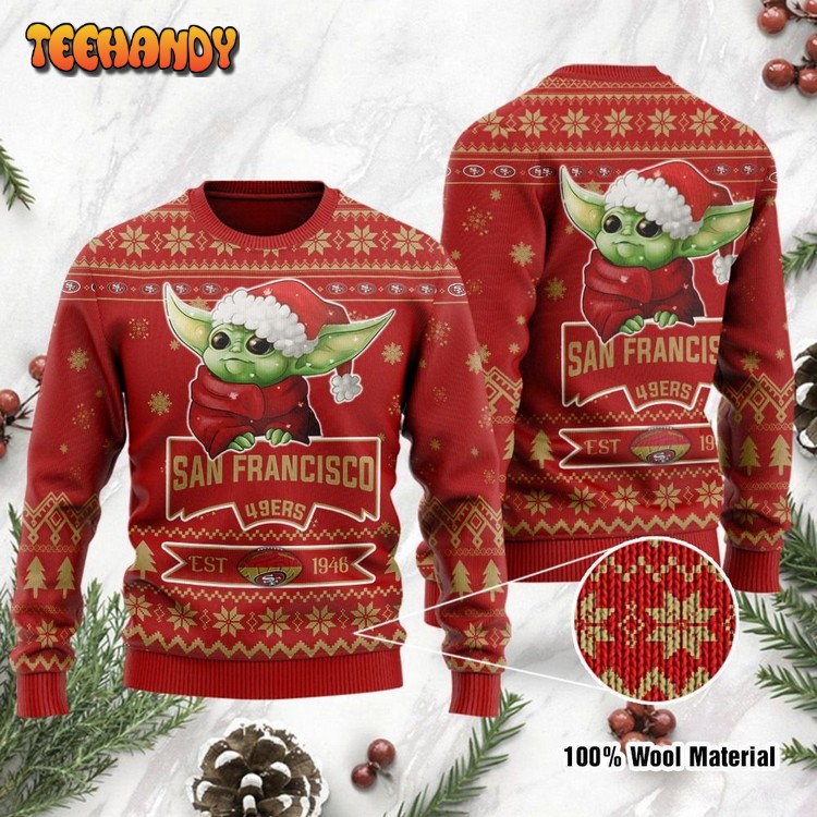 San Francisco 49ers Cute Baby Yoda Grogu Holiday Party Ugly Sweater