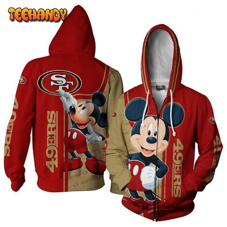 San Francisco 49ers Mickey Fan 3D Printed Hoodie Zipper Hoodie