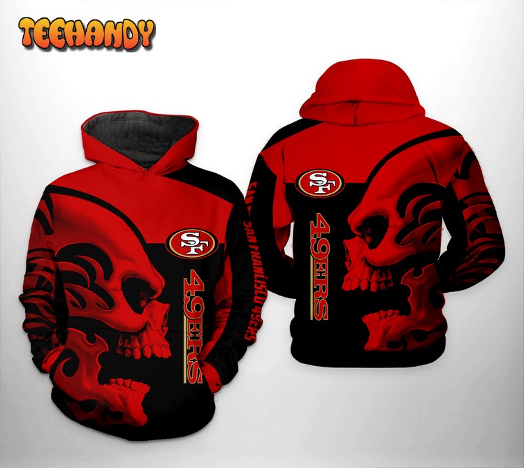 San Francisco 49ers NFL Skull 3D Printed Hoodie Zipper Hoodie