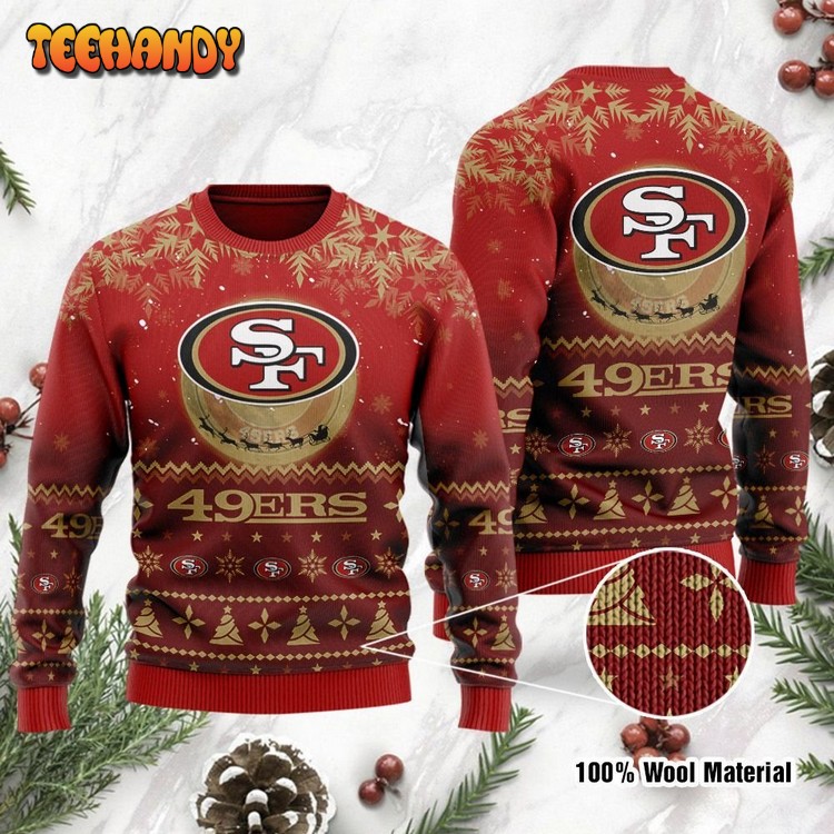 San Francisco 49ers Santa Claus In The Moon Ugly Christmas Sweater