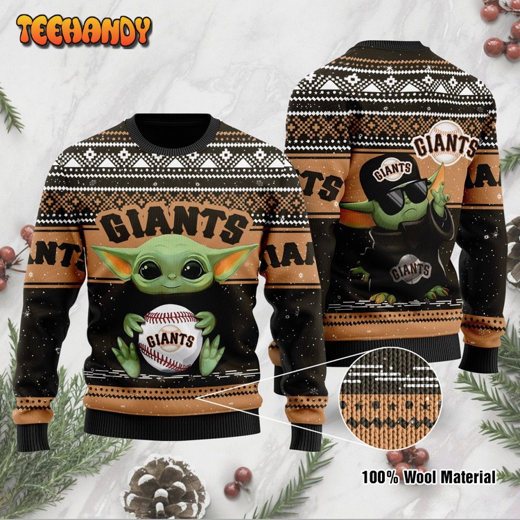 San Francisco Giants Grogu Baby Yoda Hug Logo Ugly Sweater