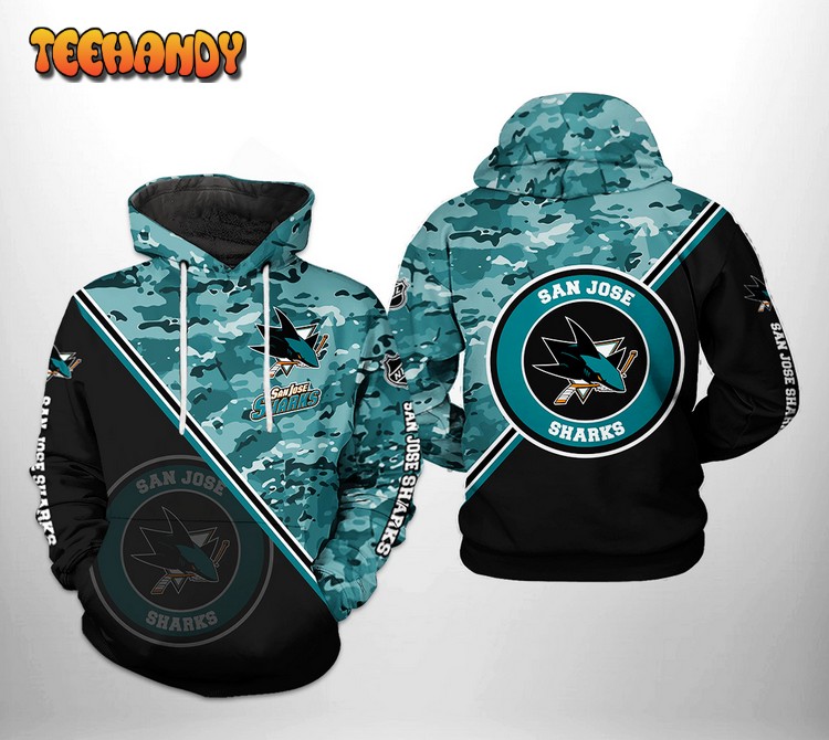 San Jose Sharks NHL Camo Team 3D Printed Hoodie