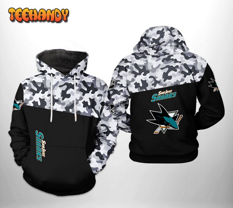 San Jose Sharks NHL Camo Veteran 3D Printed Hoodie