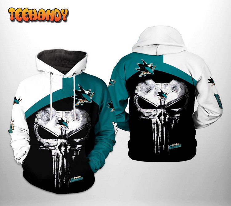 San Jose Sharks NHL Skull Punisher 3D Printed Hoodie