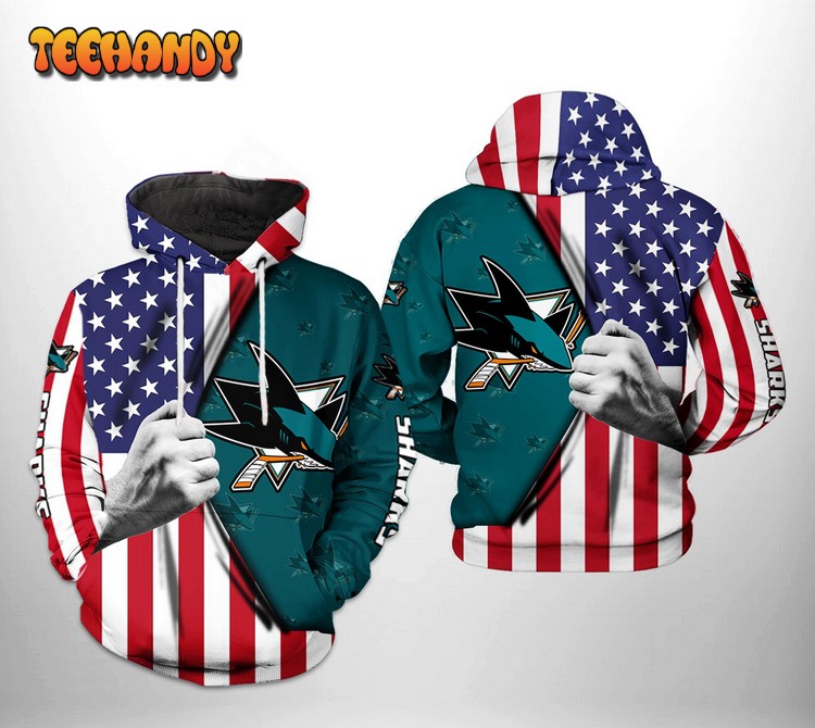 San Jose Sharks NHL US FLag 3D Printed HoodieZipper Hoodie