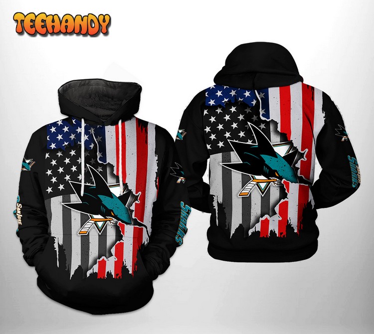 San Jose Sharks NHL US FLag Team 3D Printed Hoodie