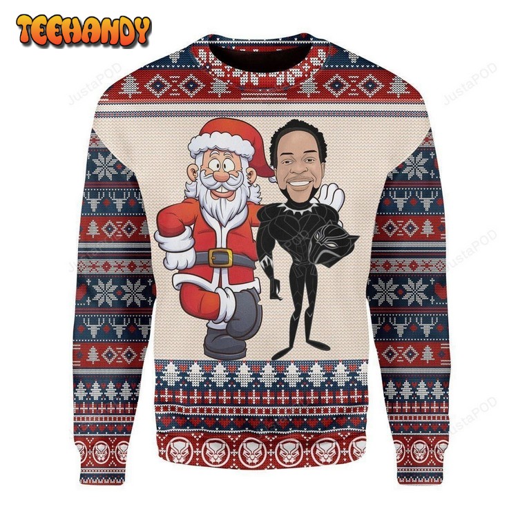 Santa And Chadwick Boseman Ugly Christmas Sweater