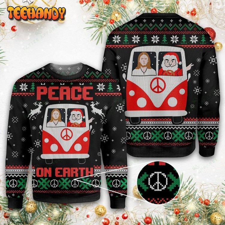 Santa And Jesus Christmas Peace On Earth For Unisex Ugly Sweater