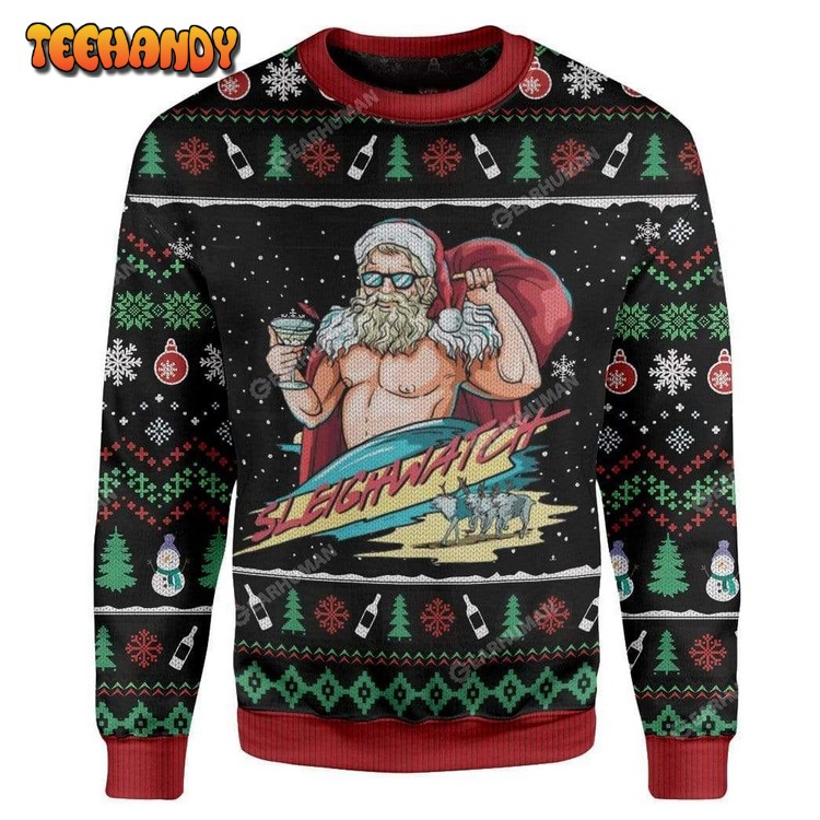 Santa Claus Muscle Sleighwatch For Unisex Ugly Christmas Sweater