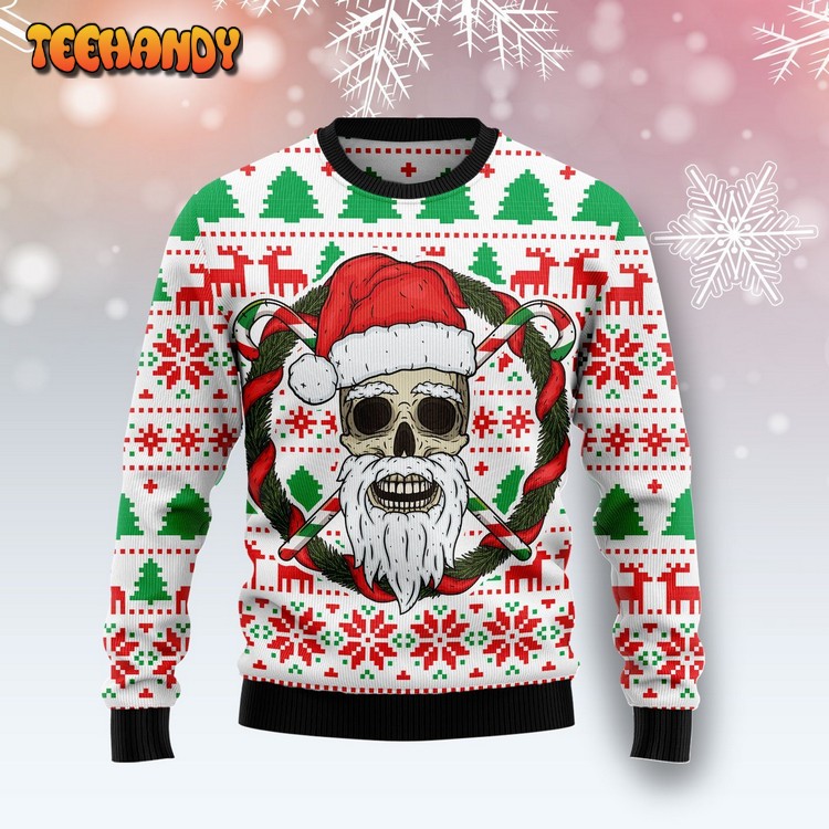 Santa Claus Skull Ugly Christmas Sweater, All Over Print Sweatshirt