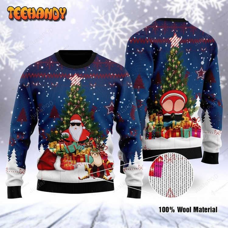 Santa Clause And Christmas Tree Ugly Christmas Sweater