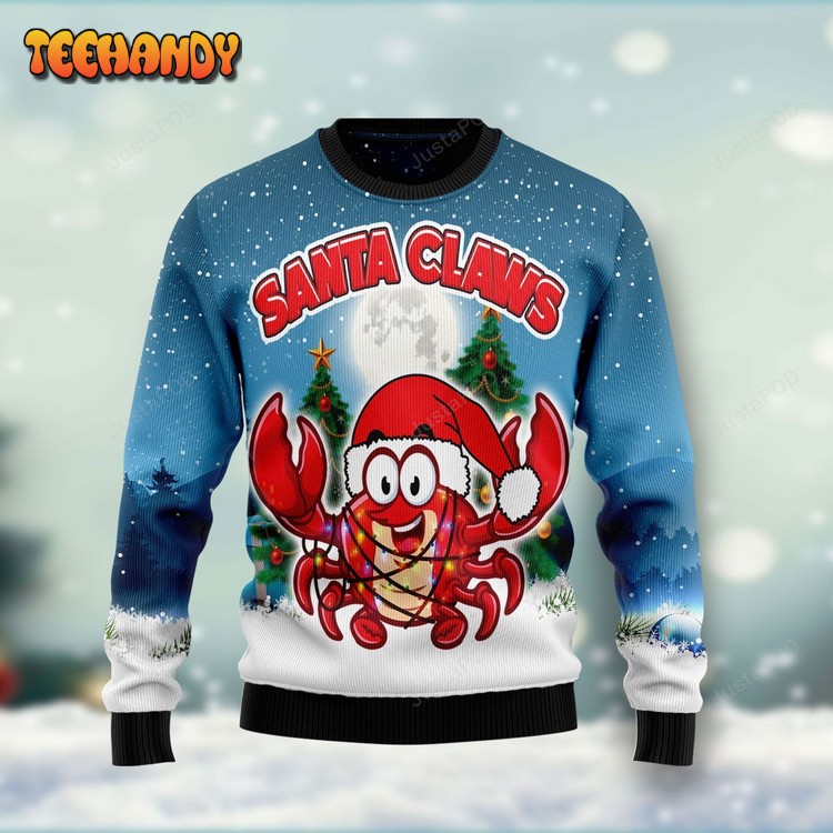 Santa Claws Crabs Ugly Christmas Sweater, All Over Print Sweatshirt