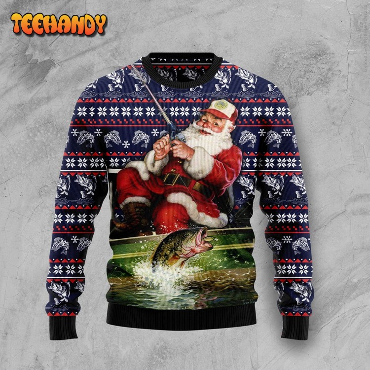 Santa Fishing Ugly Christmas Sweater