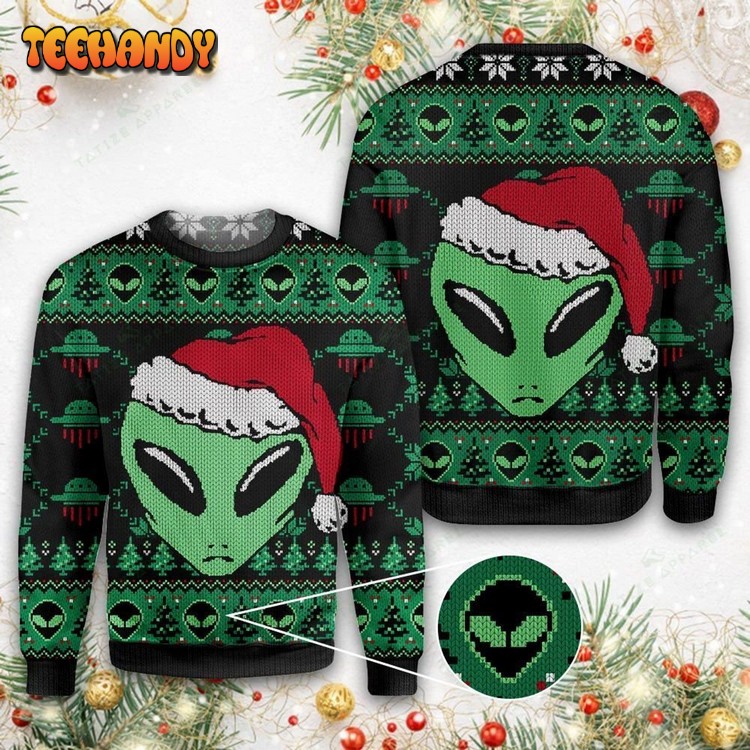 Santa Hat Aliens For Unisex Ugly Christmas Sweater