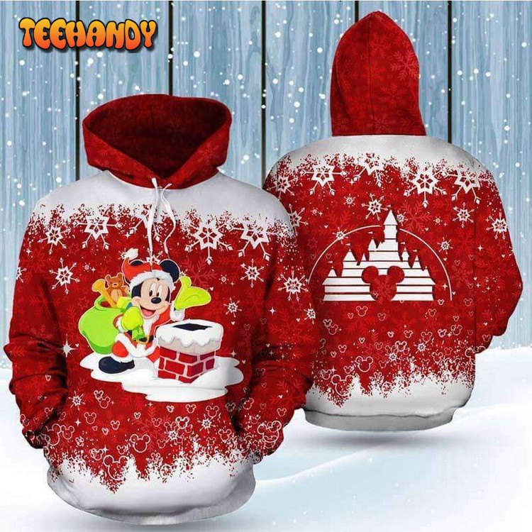 Santa Mickey 3D Printed Hoodie Zipper Hoodie