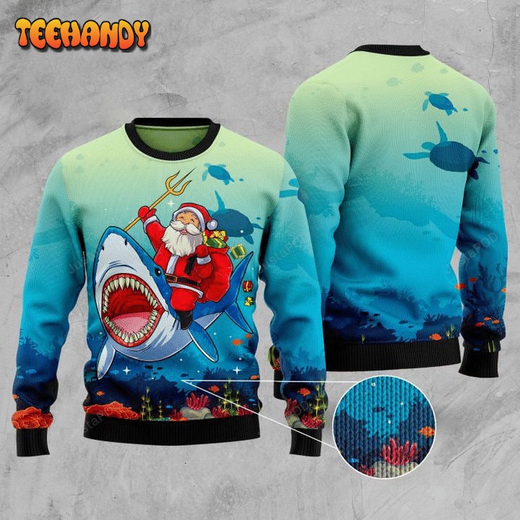 Santa Shark Ugly Christmas Sweater, All Over Print Sweatshirt