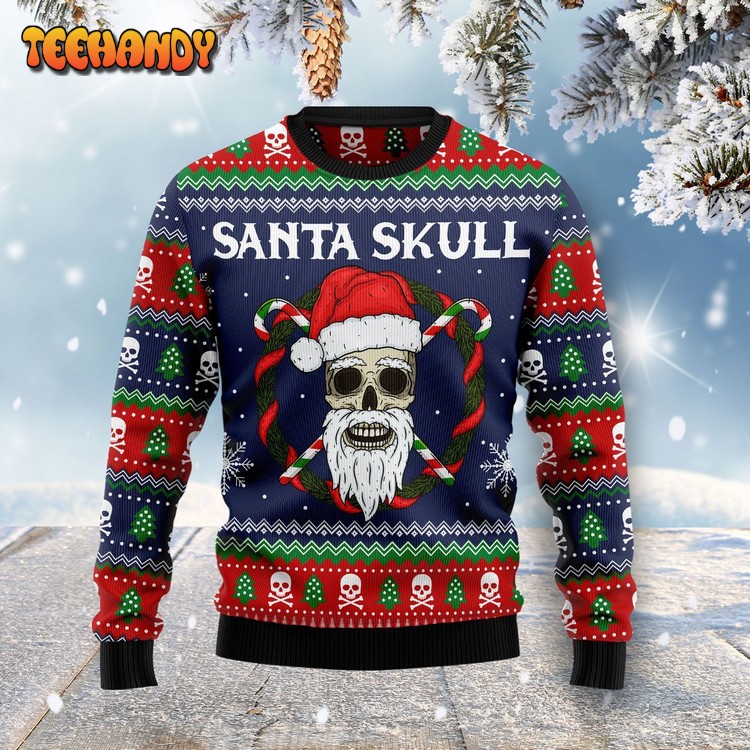 Santa Skull Ugly Christmas Sweater, All Over Print Sweatshirt