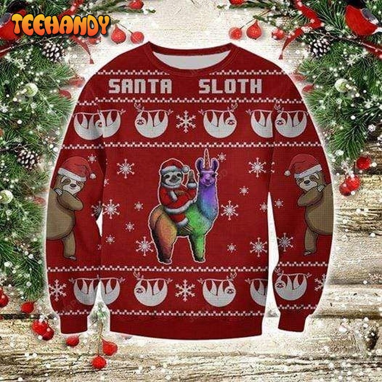 Santa Sloth Ugly Christmas Sweater, All Over Print Sweatshirt