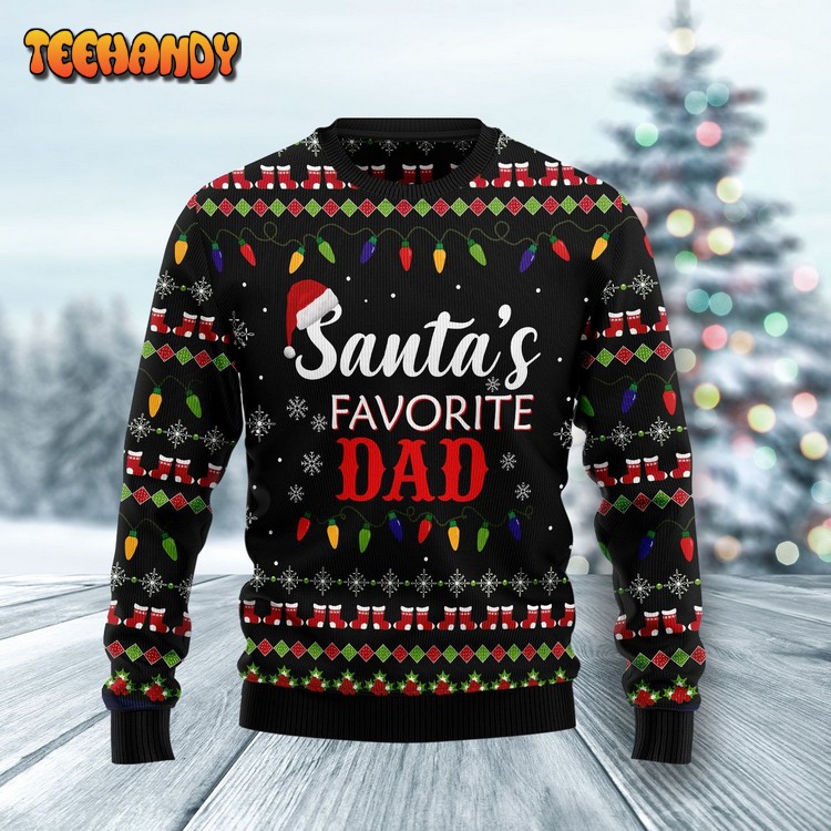 Santa’s Favorite Dad Ugly Christmas Sweater, All Over Print Sweatshirt